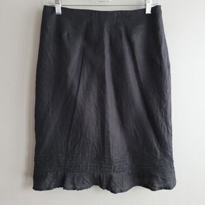 Vintage 90s David N linen lack skirt knee length a line sustainable‎ minimalist